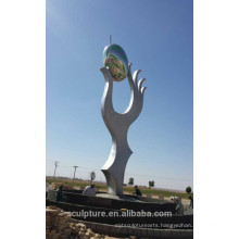 Saudi arabia olive modern outdoor metal sculpture of holding hands arts